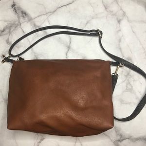 Black rivet cross body hobo bag chocolate brown